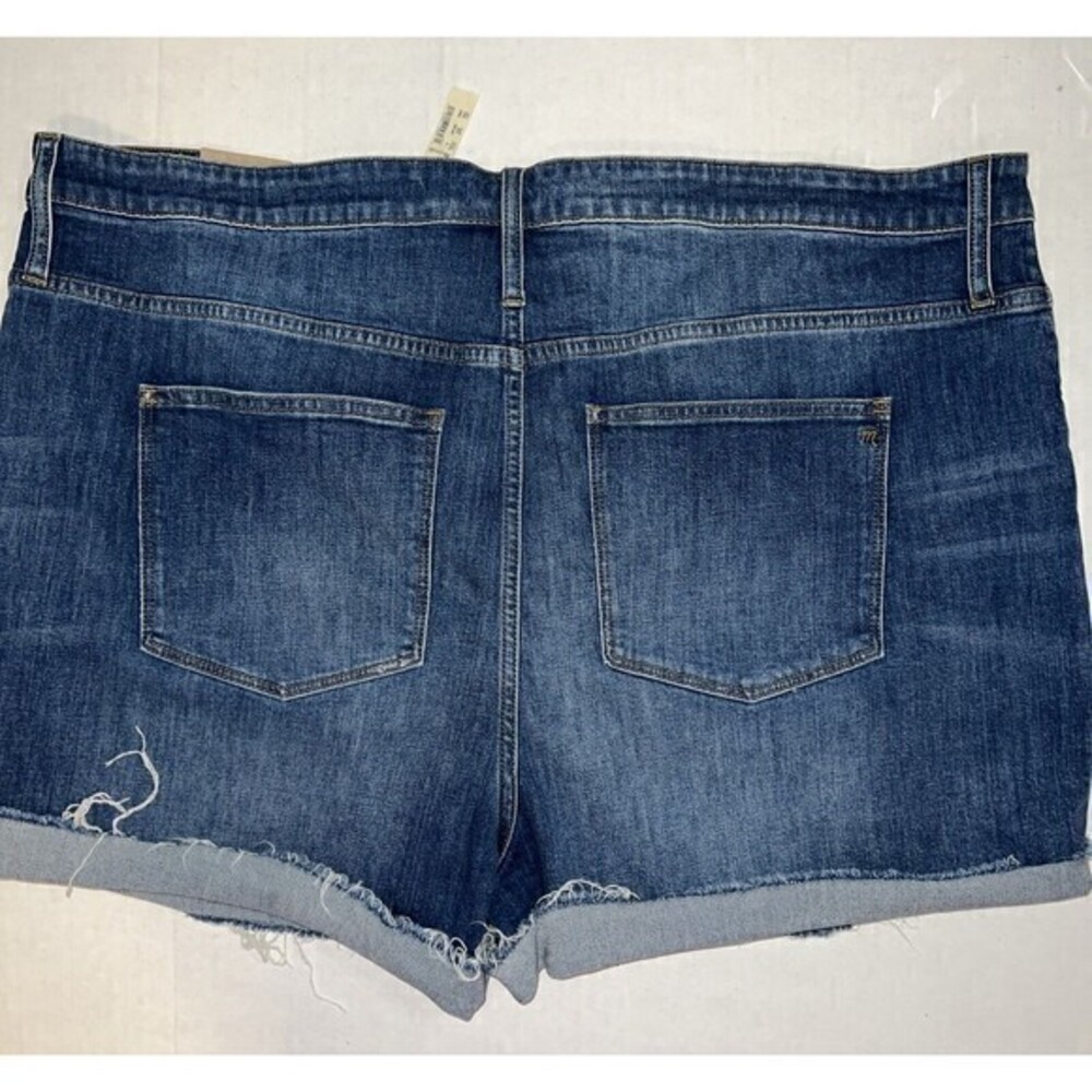 Madewell High Rise Denim Raw Hem Cuffed Shorts Size W37 NWT - Picture 6 of 7